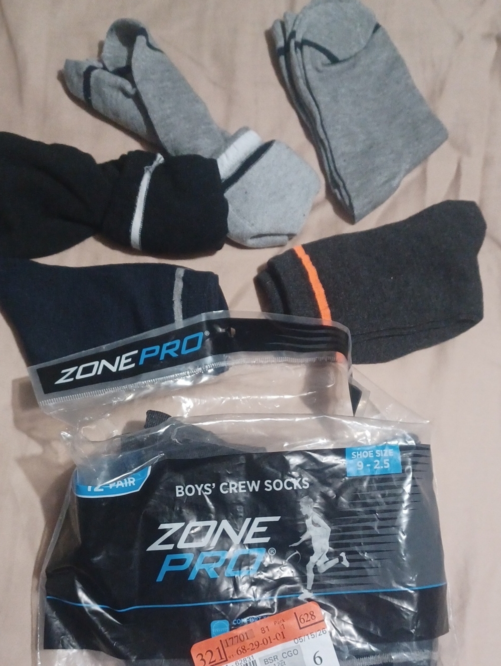 9 Pair Boys Crew Socks